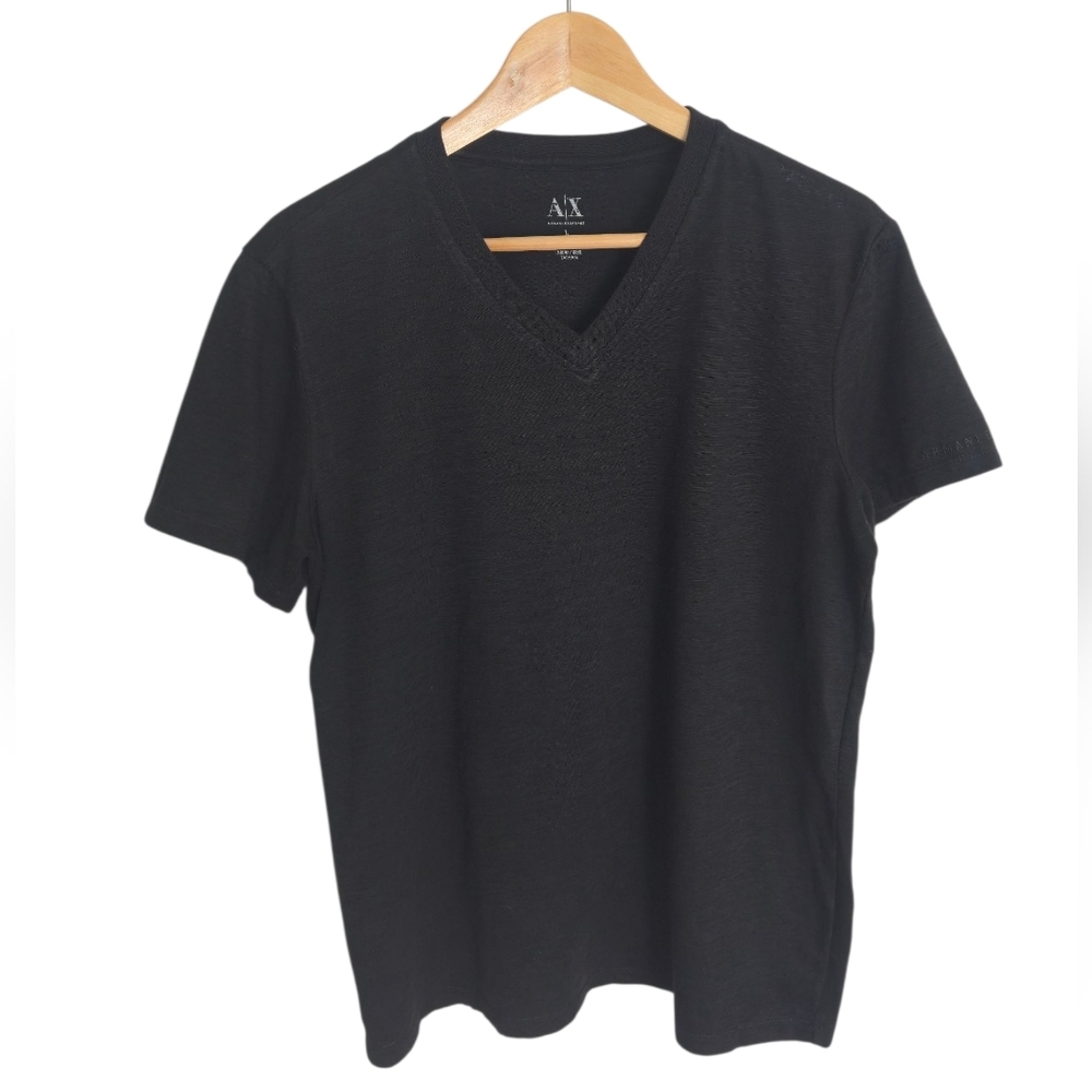 A/XArmani Exchange Men's V Neck Short Sleeve Tshirt Black Size Large